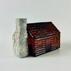 Avon glass log cabin- empty shave lotion glass bottle home – vintage